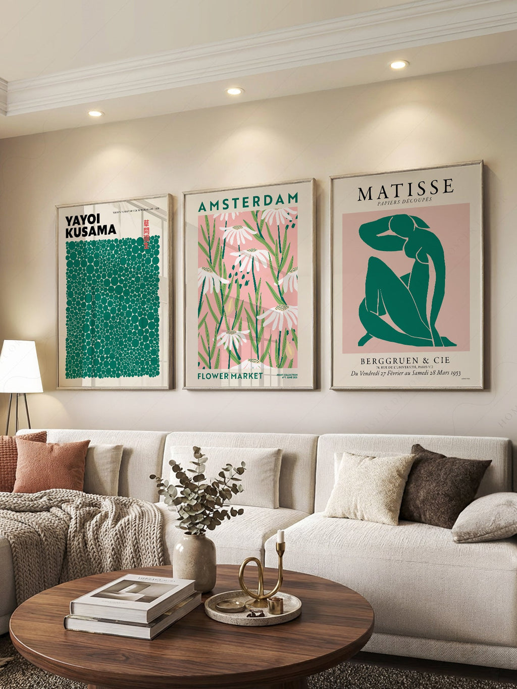 Matisse Kusama Amsterdam Flower Market Set of 3 Prints – Pink Green Wall Art