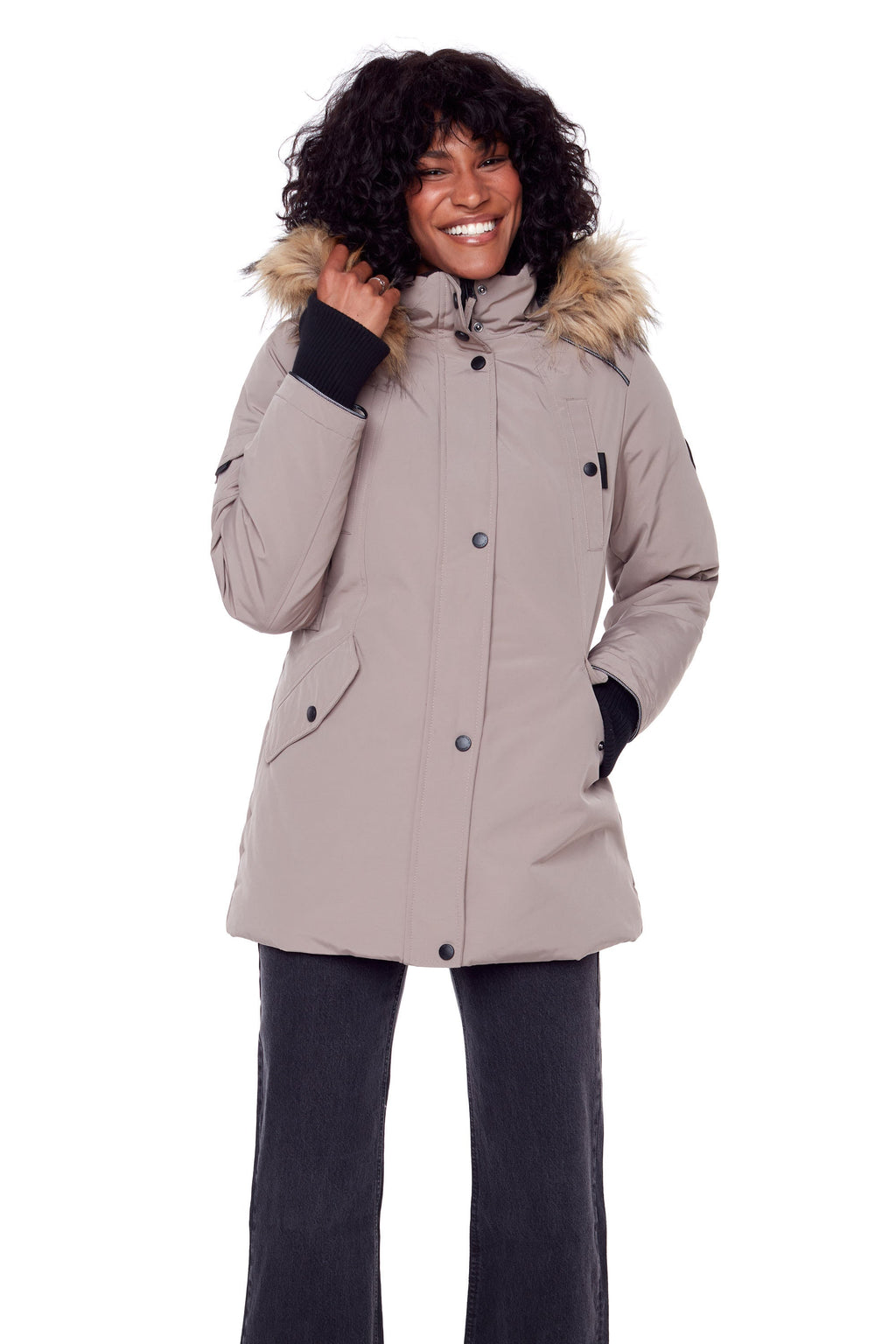 GLACIER | PARKA FEMME EN DUVET VÉGAN (RECYCLÉE), TAUPE