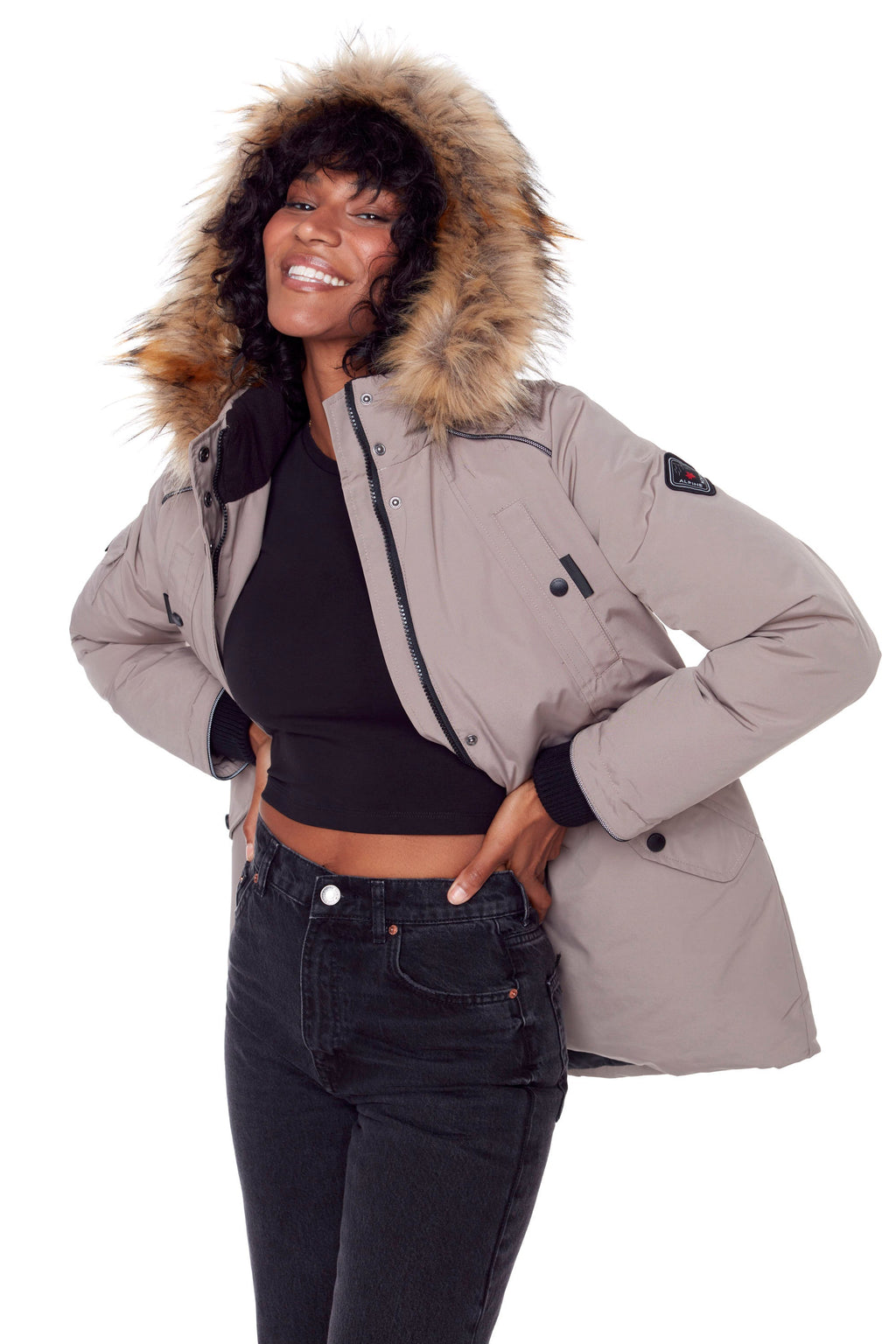 GLACIER | PARKA FEMME EN DUVET VÉGAN (RECYCLÉE), TAUPE