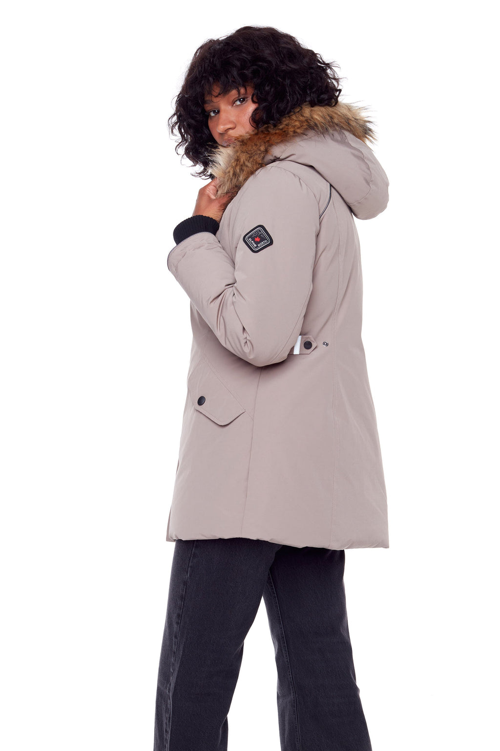 GLACIER | PARKA FEMME EN DUVET VÉGAN (RECYCLÉE), TAUPE