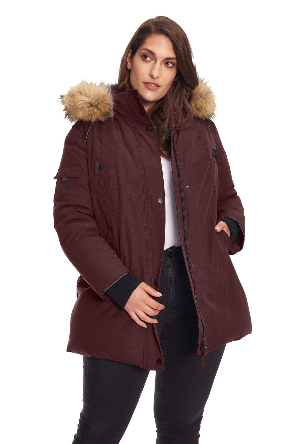 GLACIER PLUS | PARKA FEMME EN DUVET VÉGAN (RECYCLÉE), RAISIN (TAILLE GRANDE)