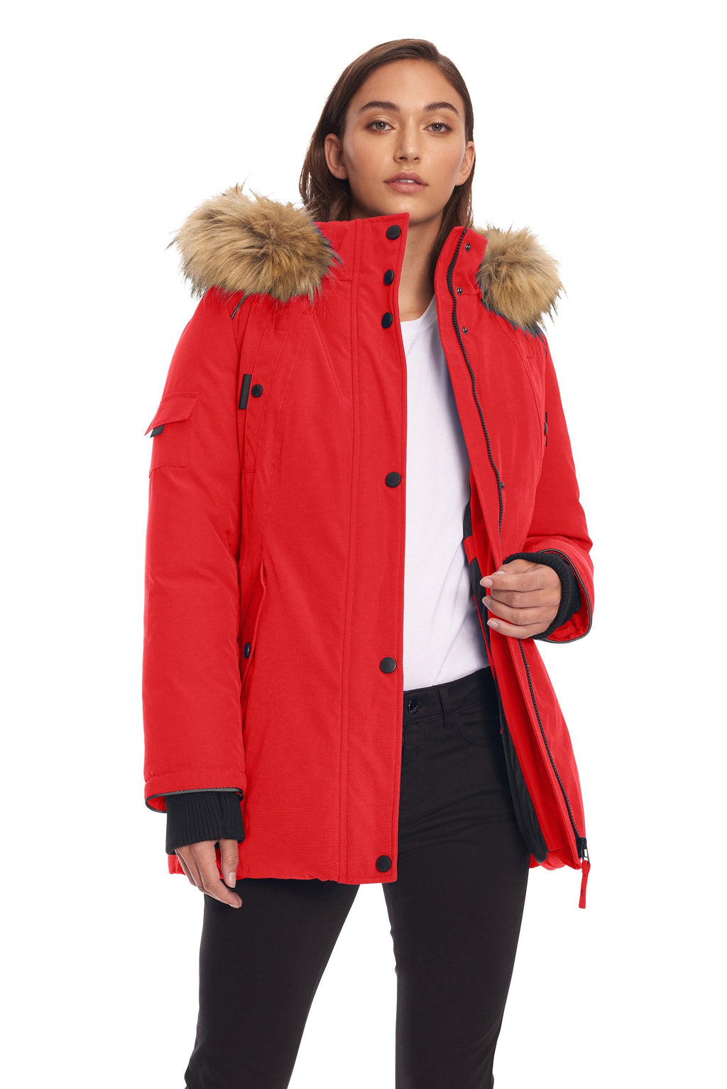 GLACIER | PARKA EN DUVET VÉGAN (RECYCLÉE) POUR FEMME, CRIMSON