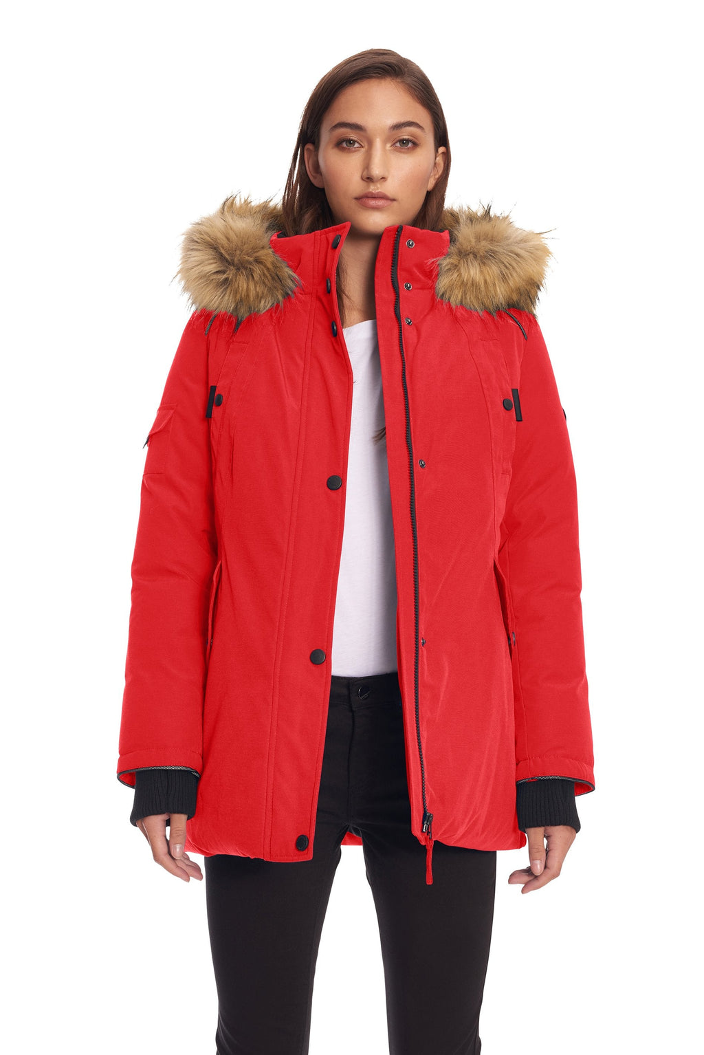 GLACIER | PARKA EN DUVET VÉGAN (RECYCLÉE) POUR FEMME, CRIMSON