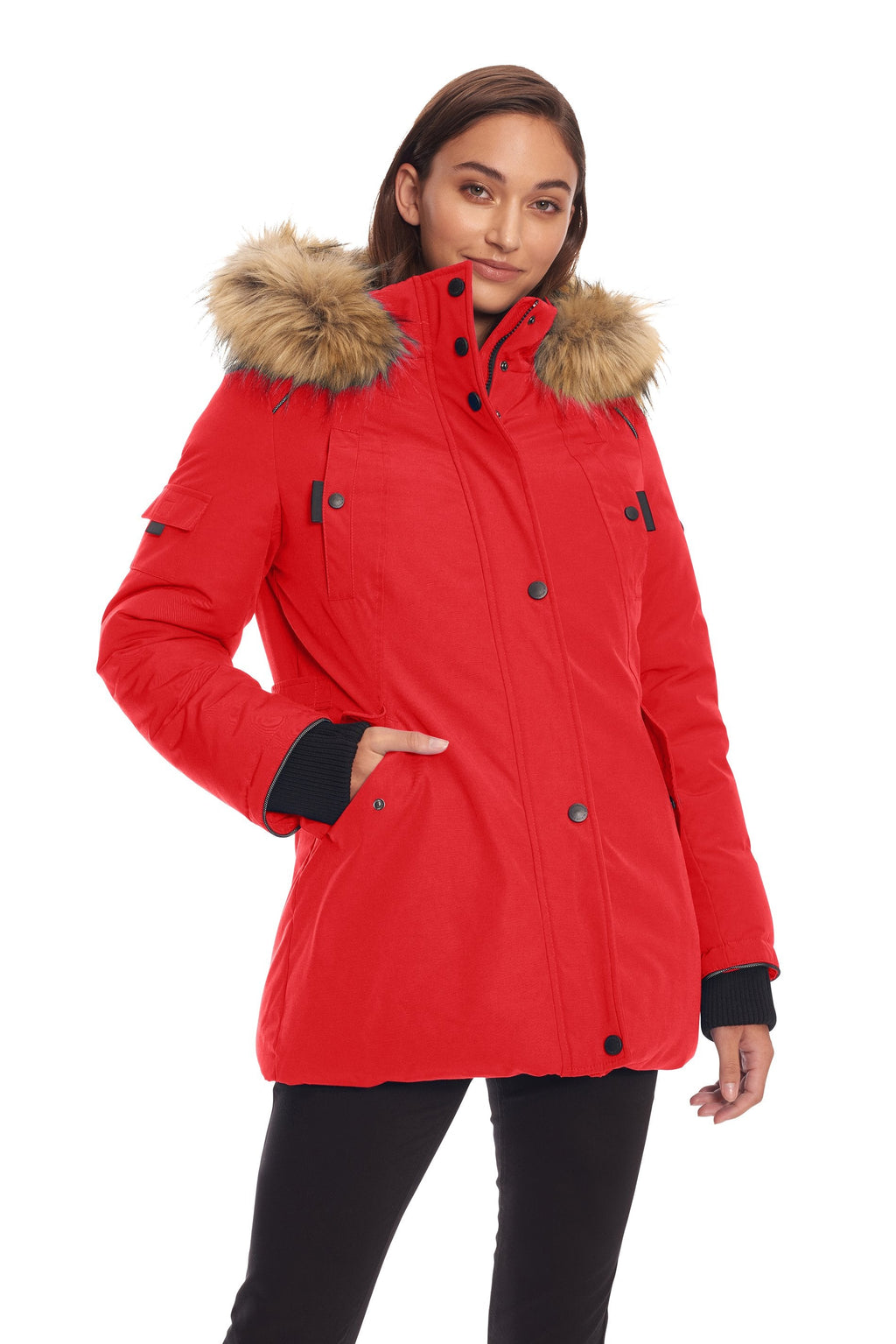 GLACIER | PARKA EN DUVET VÉGAN (RECYCLÉE) POUR FEMME, CRIMSON