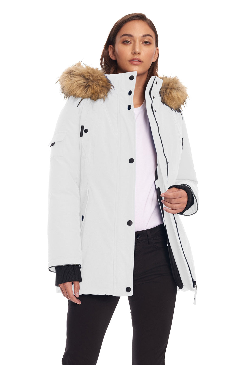 GLACIER | PARKA FEMME EN DUVET VÉGAN (RECYCLÉE), BLANC