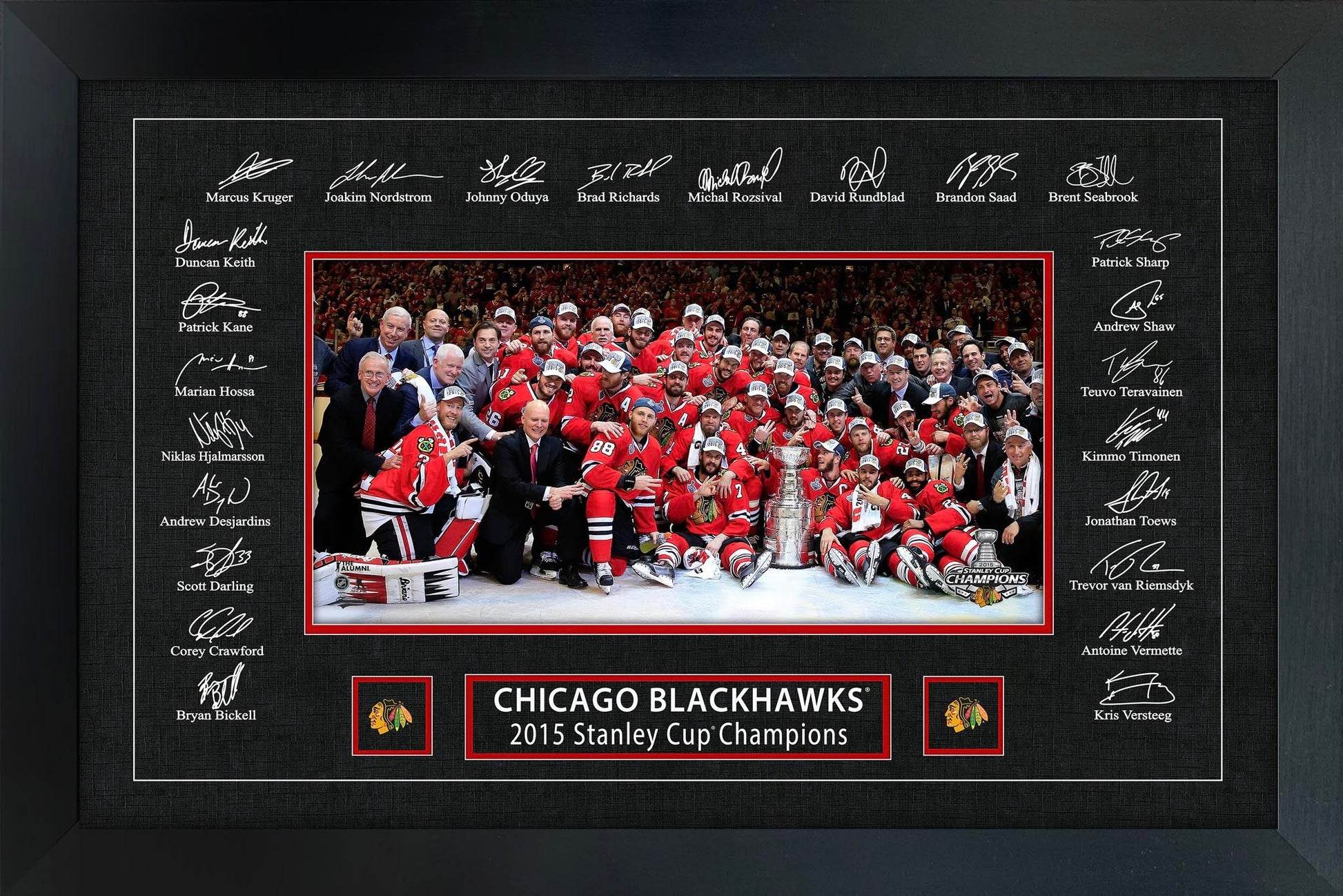 Cadre signature réplique de la Coupe Stanley 2015 des Blackhawks de Chicago