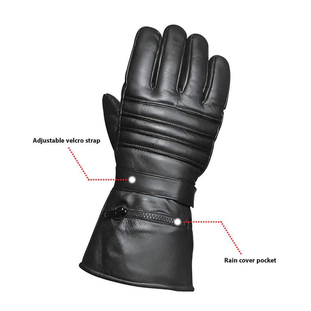 Gants de moto en cuir pour homme Open Road avec housse imperméable