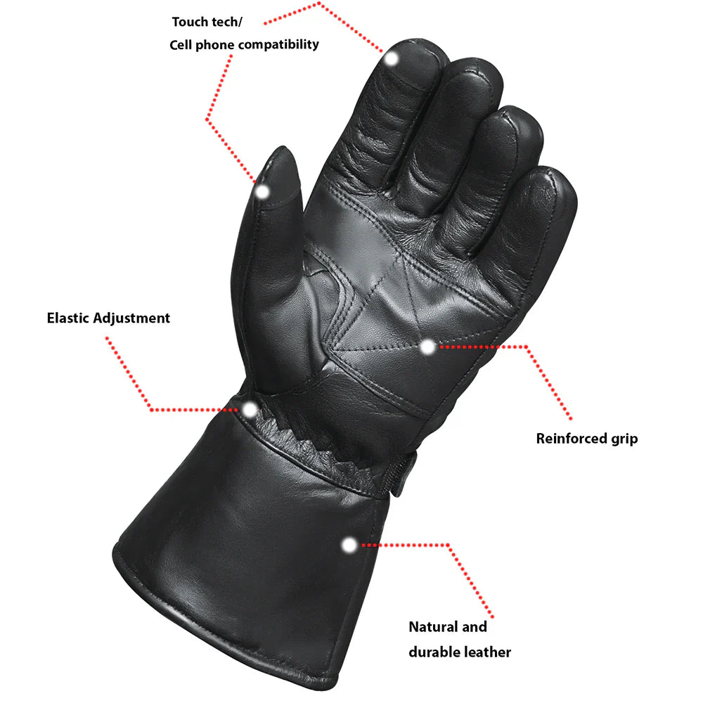 Gants de moto en cuir pour homme Open Road avec housse imperméable