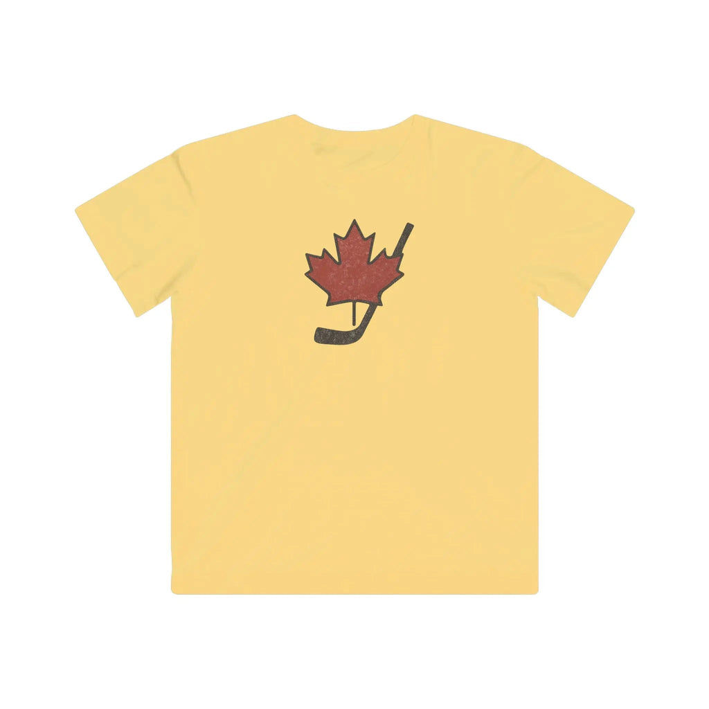 T-shirt vintage feuille d'érable du Canada pour jeunes, style vieilli, idéal pour les fans de hockey