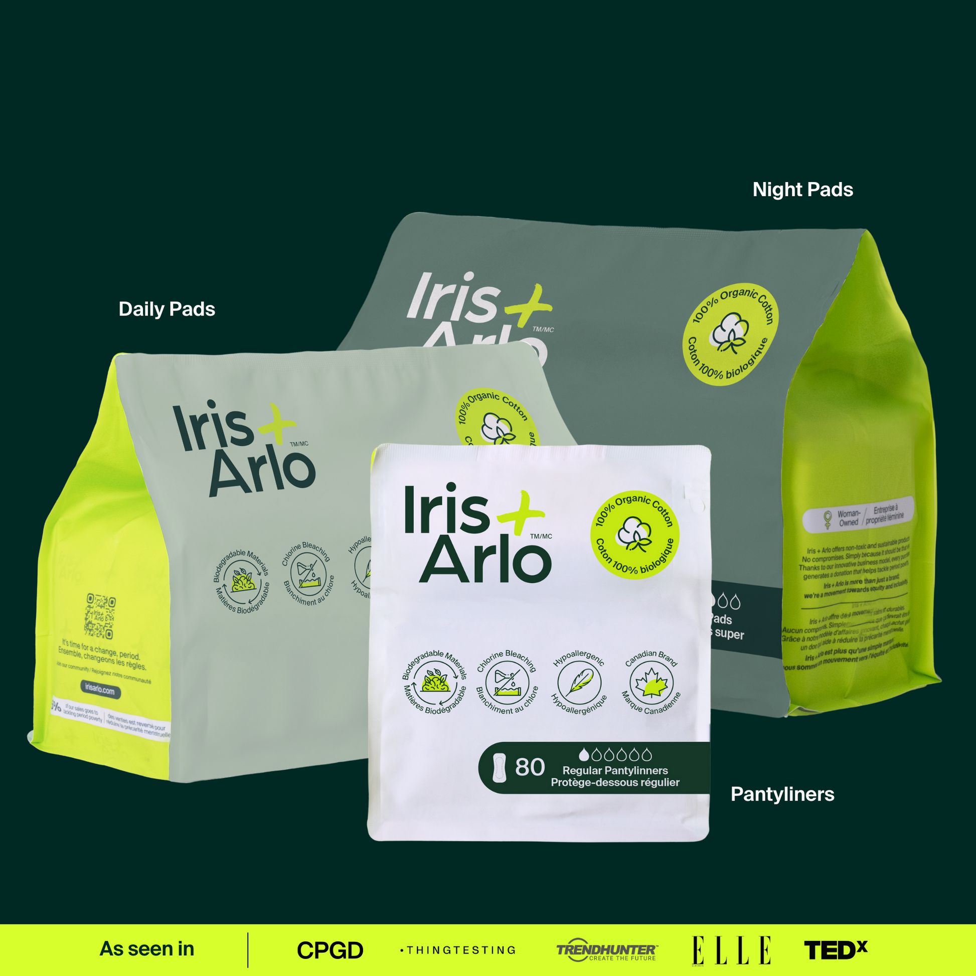 Bulk (40) - 100% Organic Daily Pads - Resealable Bag