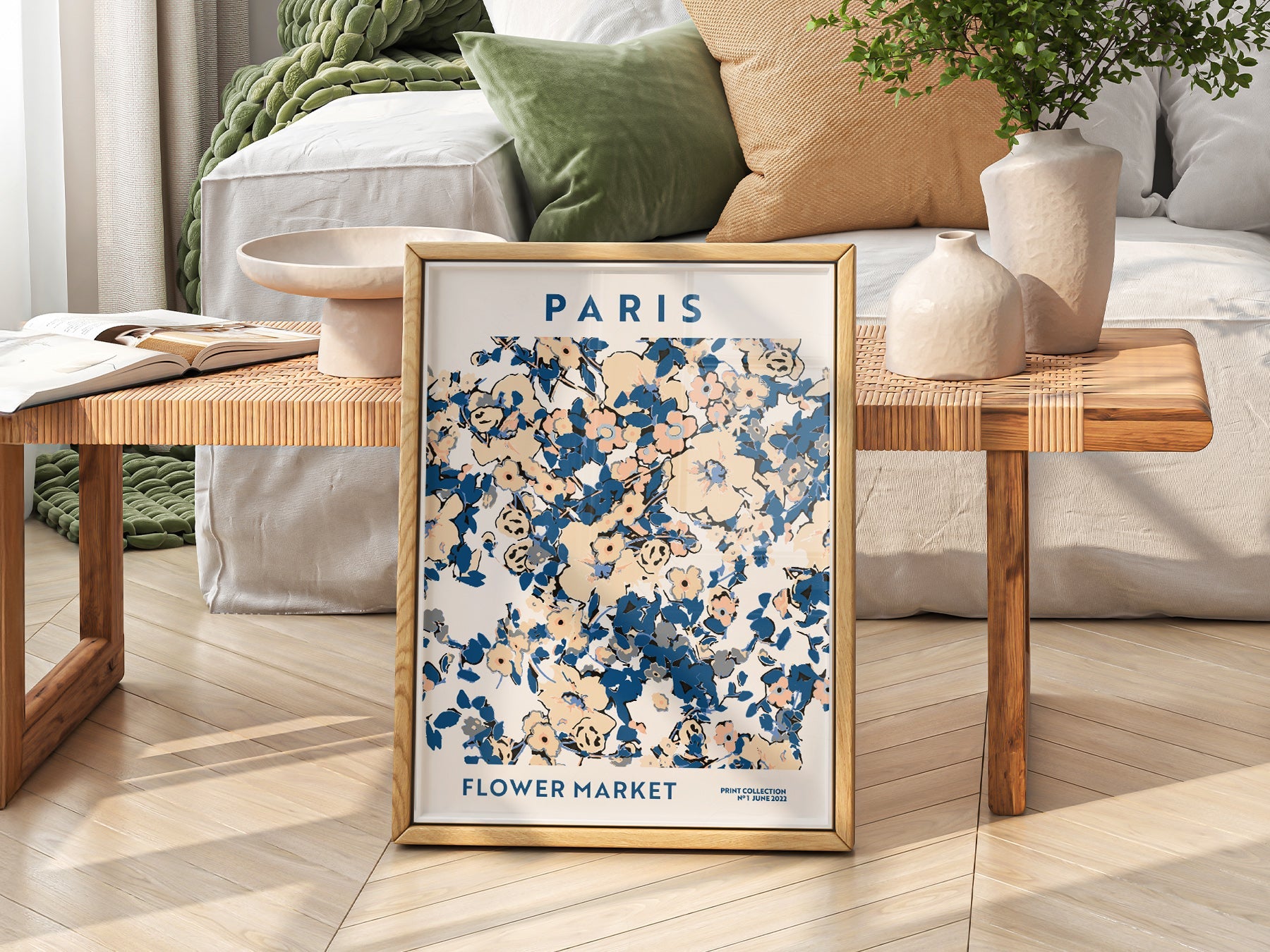 Paris Flower Market Print – Floral Wall Art Poster for Chic Interiors