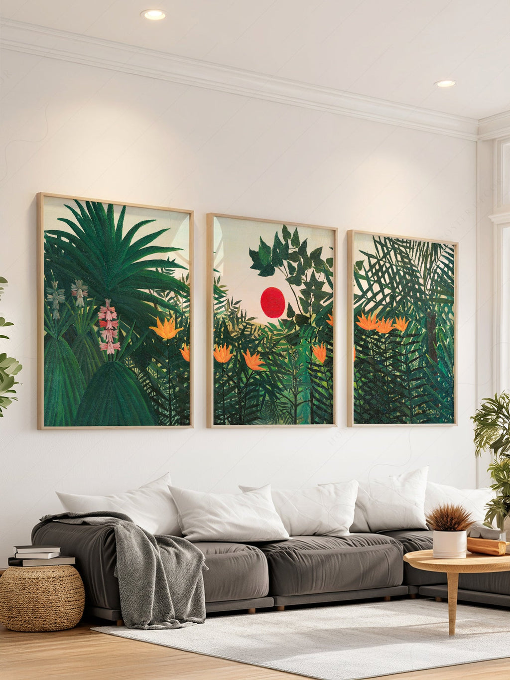 Henri Rousseau Jungle Set of 3 Prints – Tropical Forest Wall Art Decor