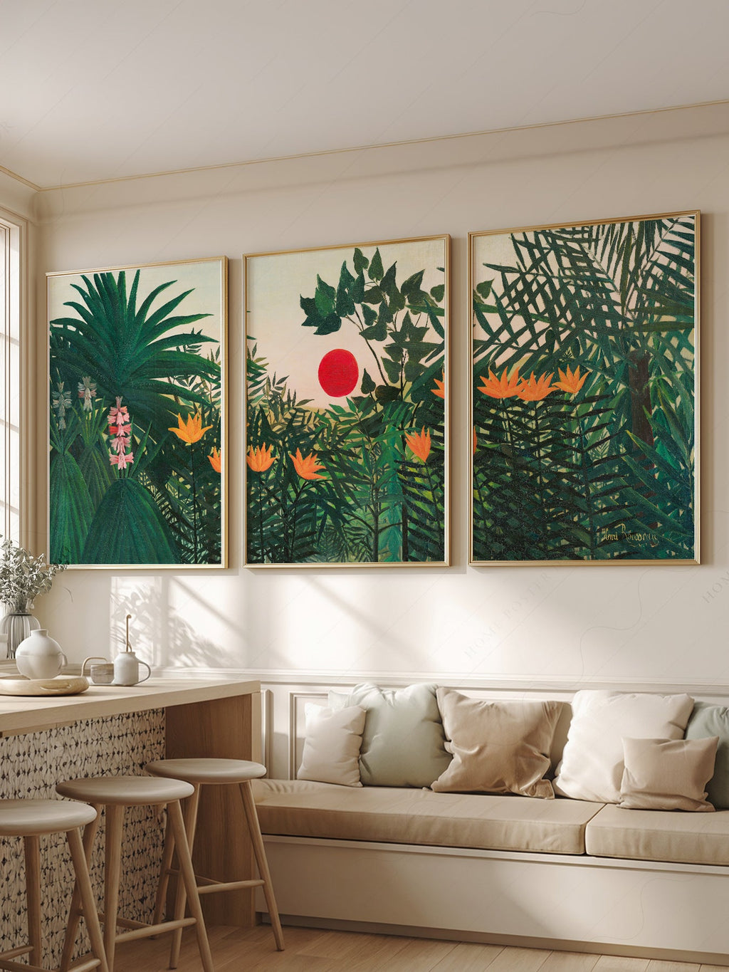 Henri Rousseau Jungle Set of 3 Prints – Tropical Forest Wall Art Decor