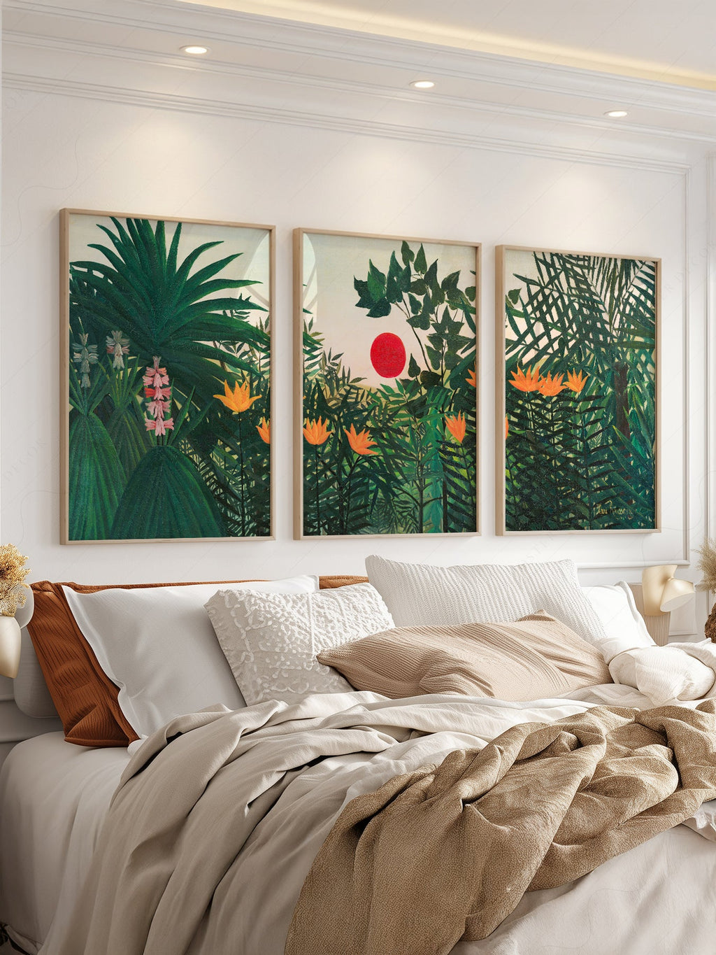 Henri Rousseau Jungle Set of 3 Prints – Tropical Forest Wall Art Decor