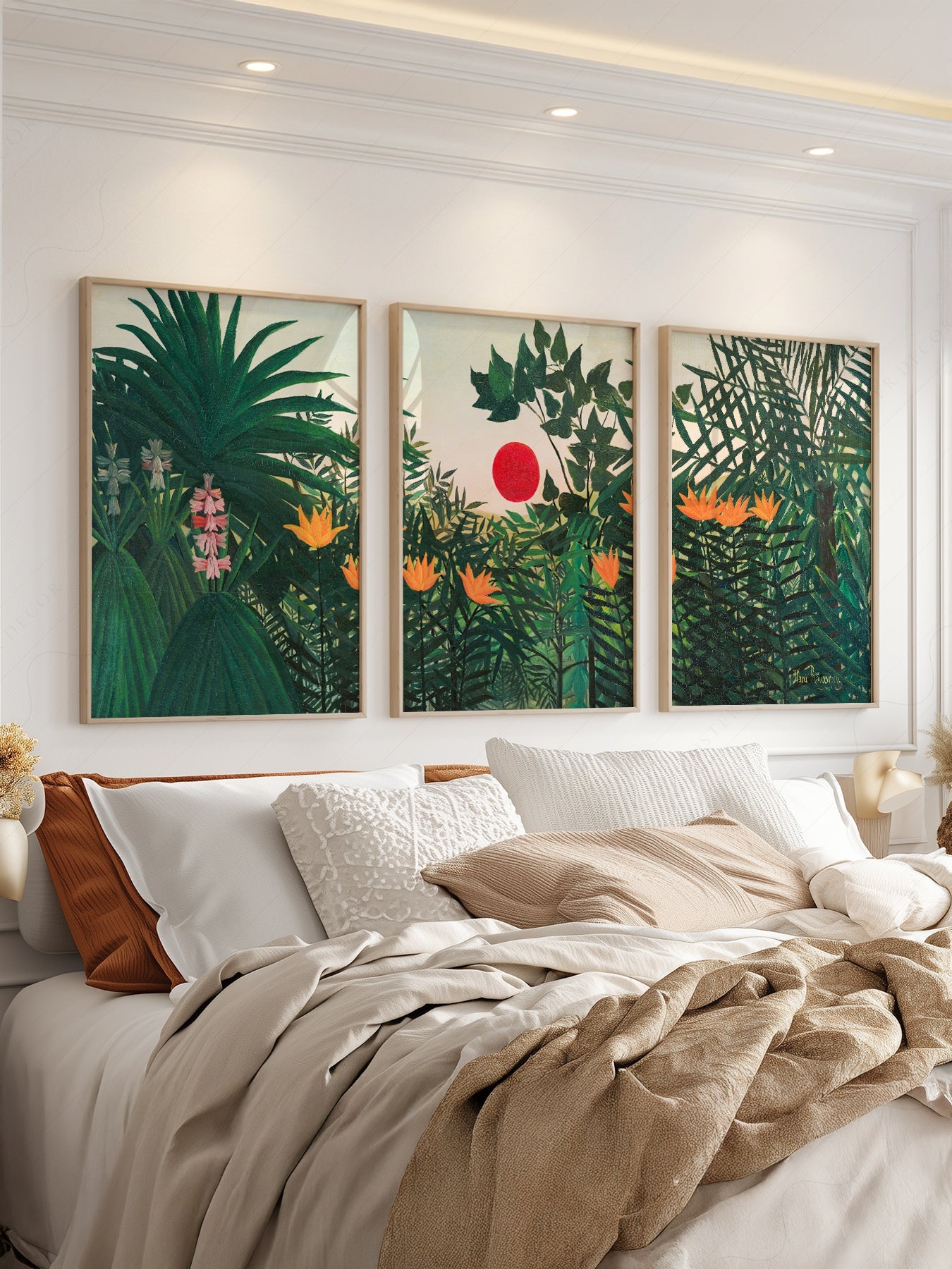 Henri Rousseau Jungle Set of 3 Prints – Tropical Forest Wall Art Decor