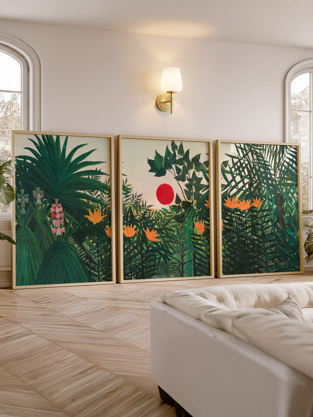Henri Rousseau Jungle Set of 3 Prints – Tropical Forest Wall Art Decor