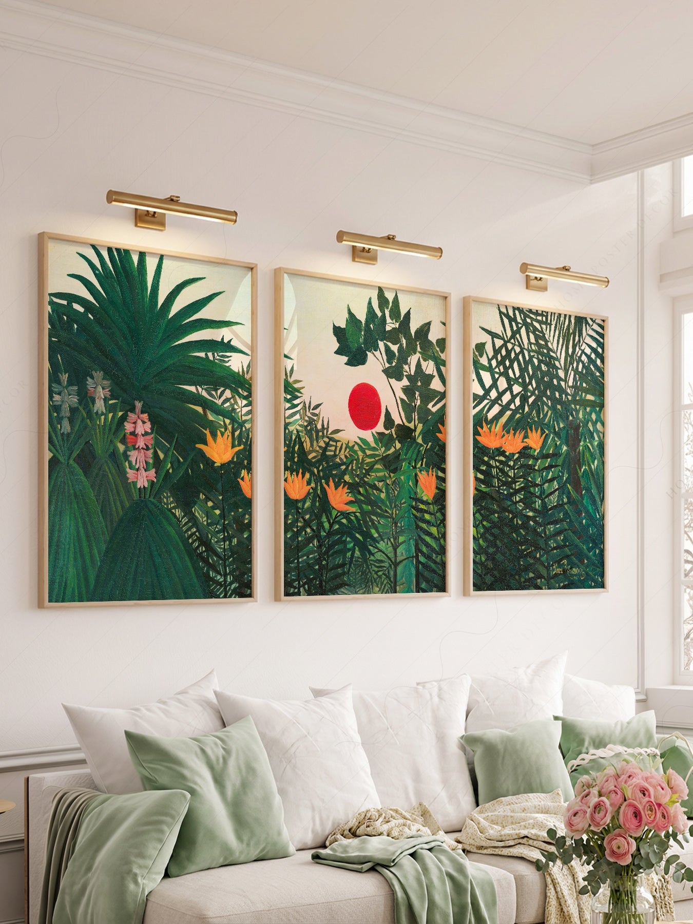 Henri Rousseau Jungle Set of 3 Prints – Tropical Forest Wall Art Decor