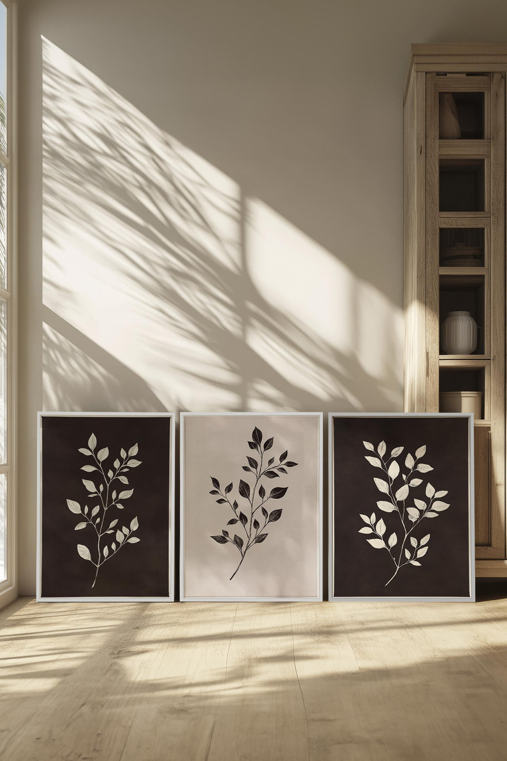BROWN FOLIAGE TRIO (3 Works on Stretched Canvas)