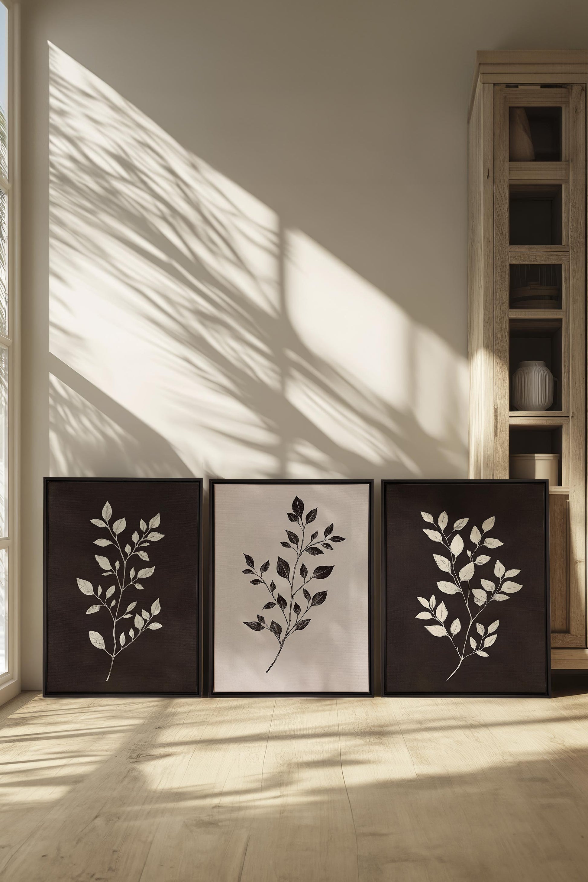 BROWN FOLIAGE TRIO (3 Works on Stretched Canvas)