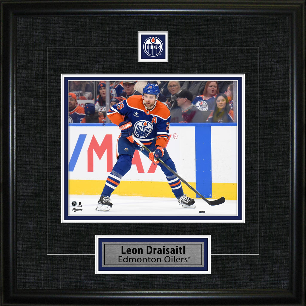 Épinglette et plaque encadrées de Leon Draisaitl, Oilers d'Edmonton
