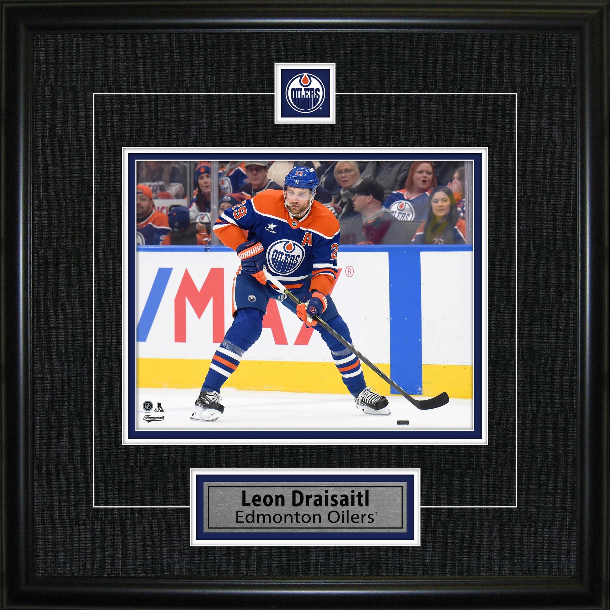 Épinglette et plaque encadrées de Leon Draisaitl, Oilers d'Edmonton