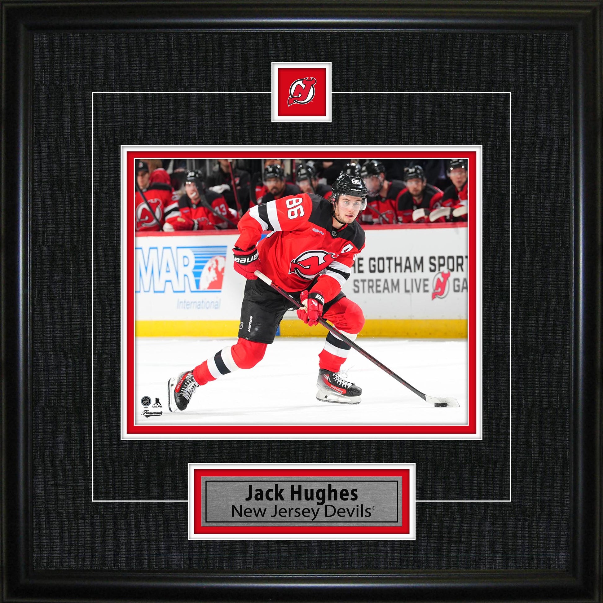 Jack Hughes Framed Pin & Plate New Jersey Devils