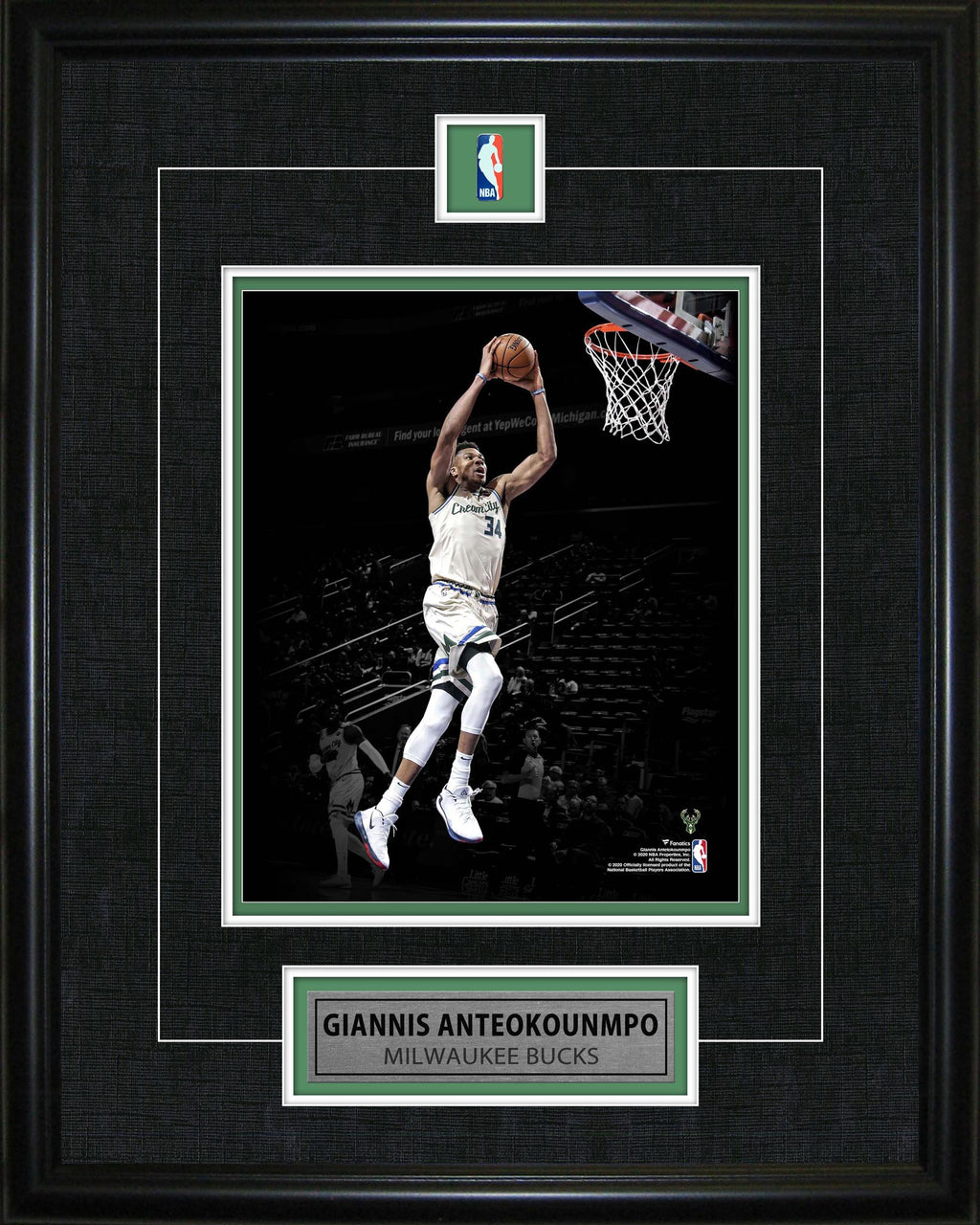 Giannis Antetokounmpo Framed Pin & Plate Bucks