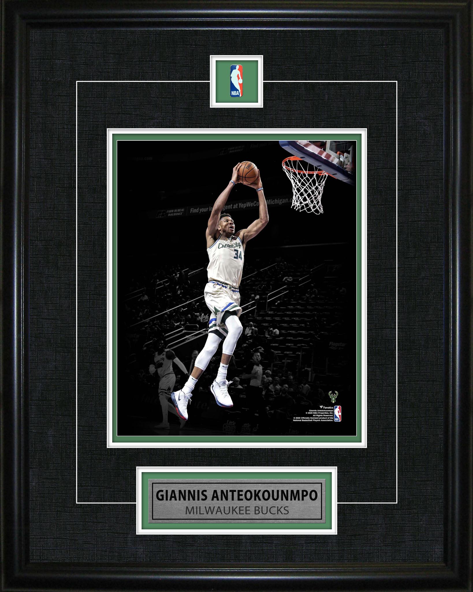 Giannis Antetokounmpo Framed Pin & Plate Bucks