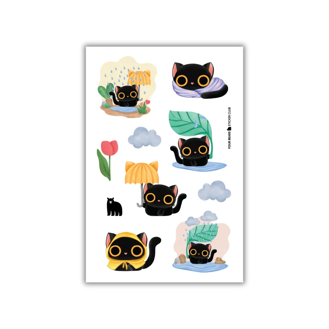 Puddle Purr-fection - Four Bears Sticker Club