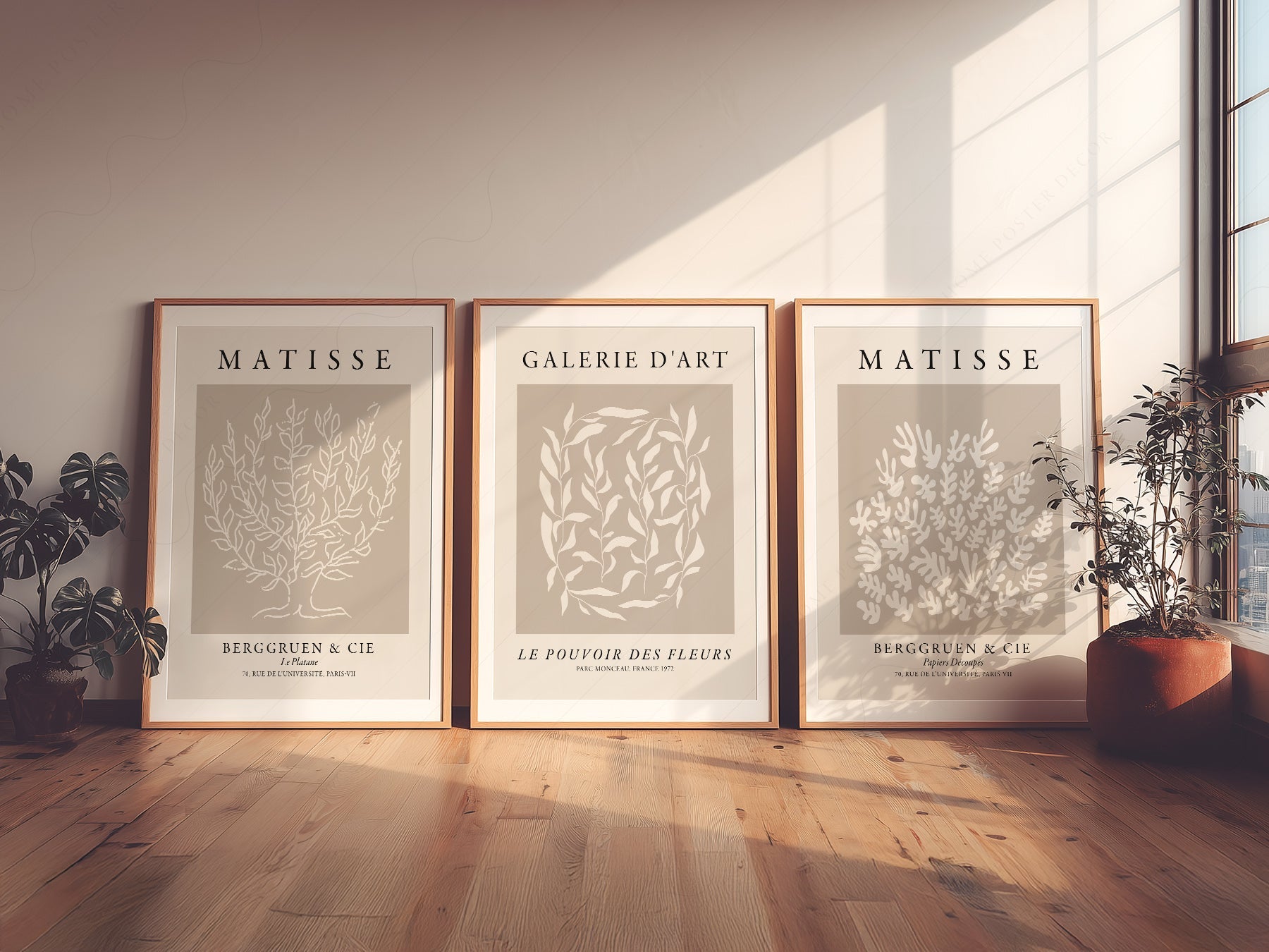 Henri Matisse Set of 3 Prints – Botanical Cut-Out Gallery Wall Art