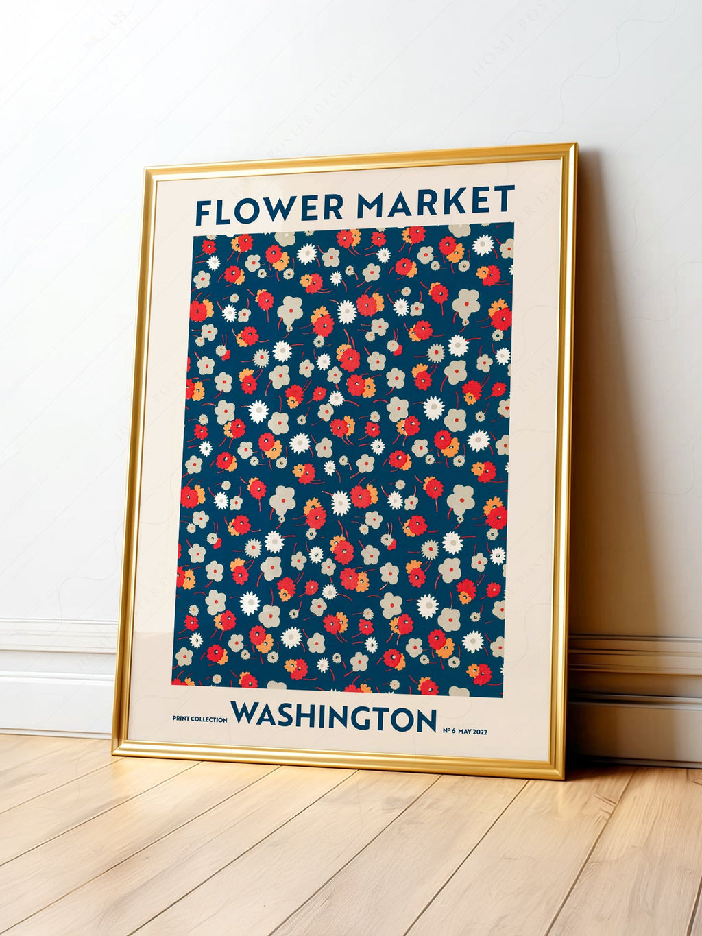 Flower Market Washington Print – Retro Floral Wall Art Poster Decor