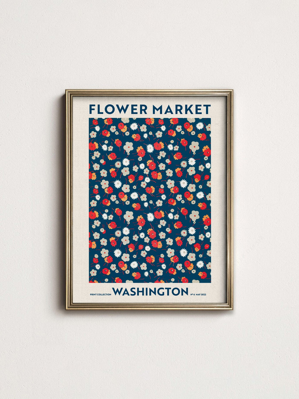 Flower Market Washington Print – Retro Floral Wall Art Poster Decor