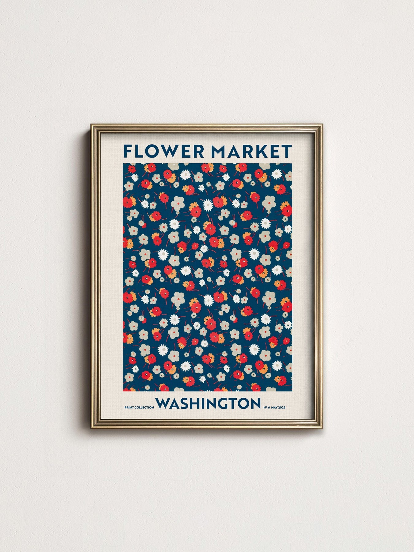 Flower Market Washington Print – Retro Floral Wall Art Poster Decor