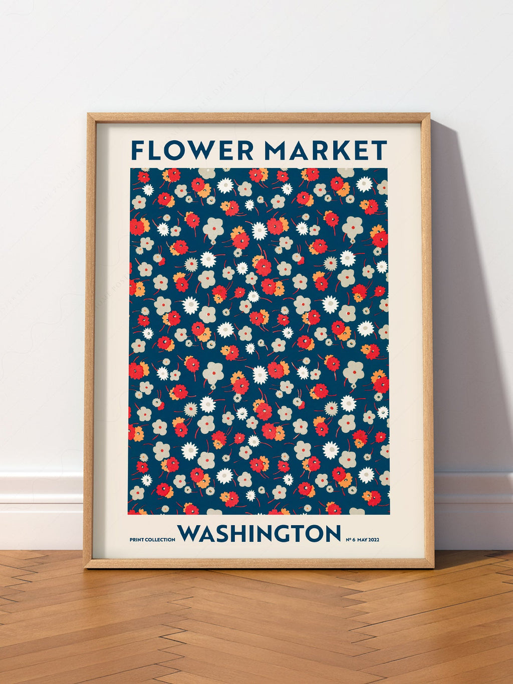 Flower Market Washington Print – Retro Floral Wall Art Poster Decor
