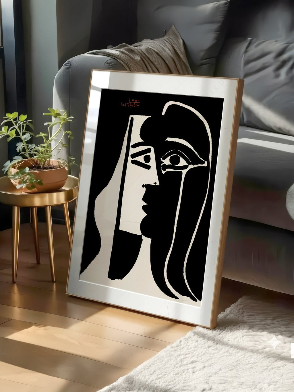 Pablo Picasso Two Faces Art Print – Black White Modern Wall Decor