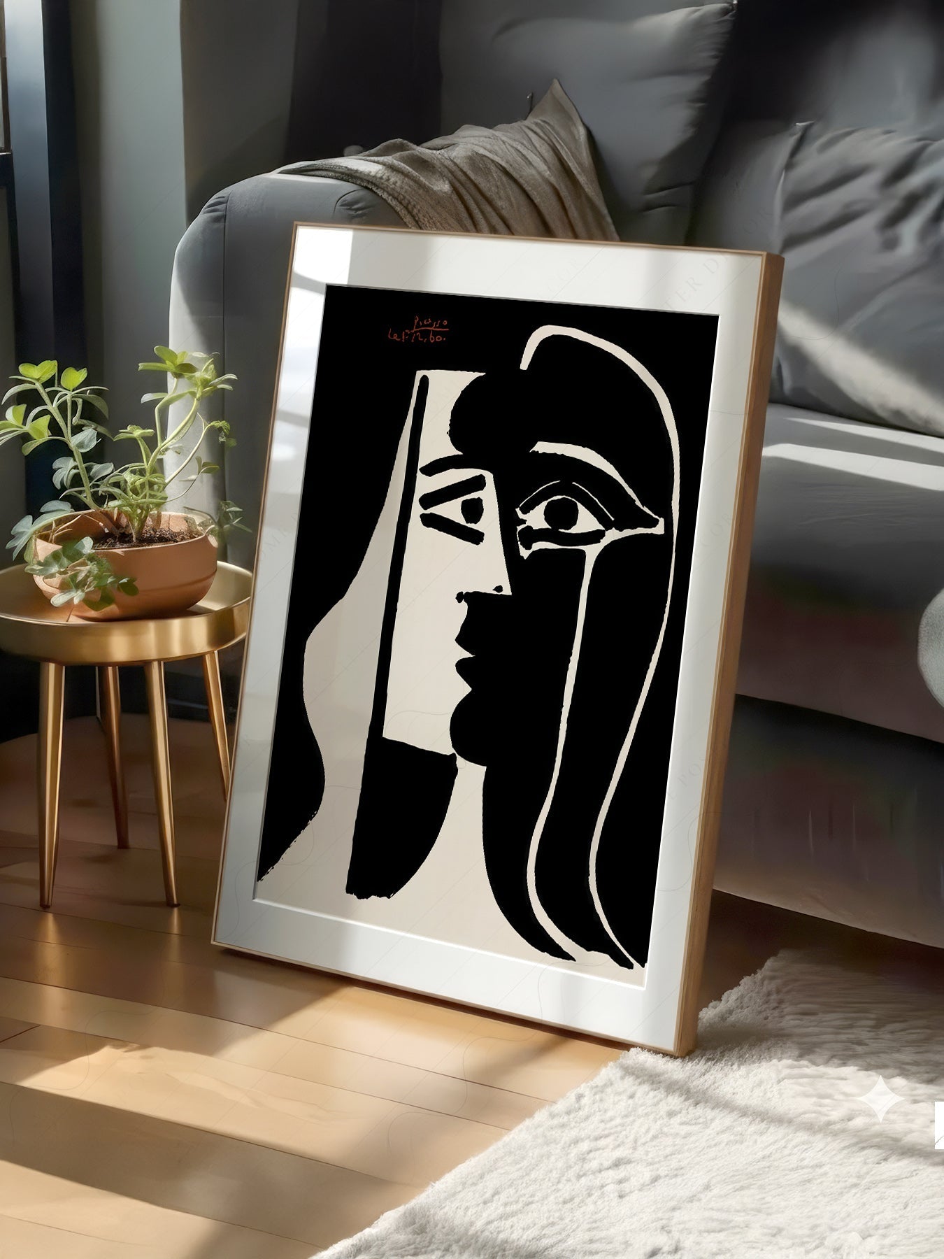 Pablo Picasso Two Faces Art Print – Black White Modern Wall Decor