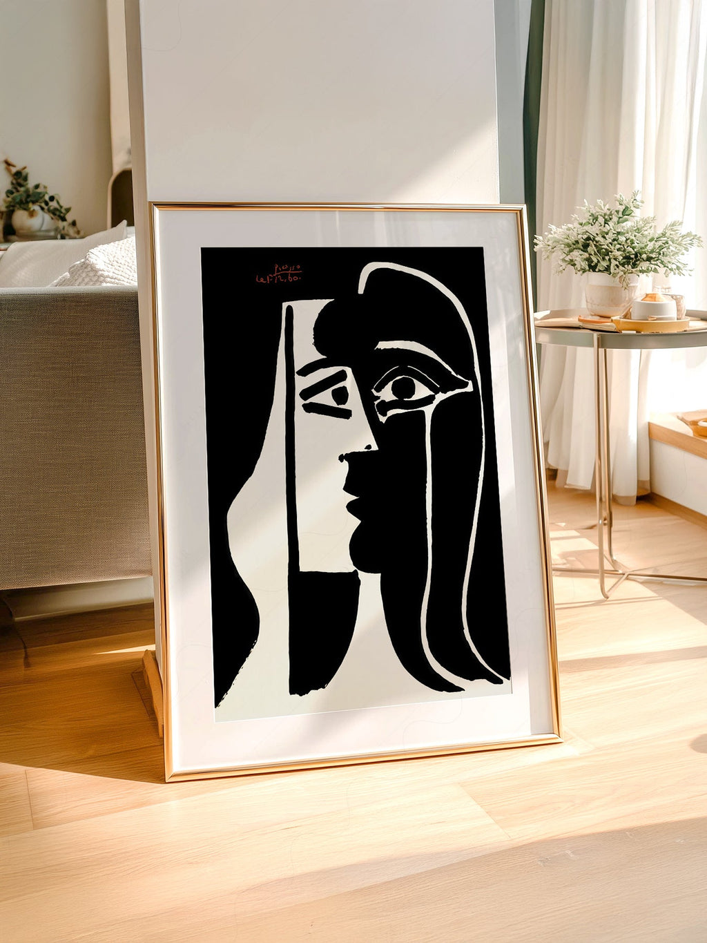 Pablo Picasso Two Faces Art Print – Black White Modern Wall Decor