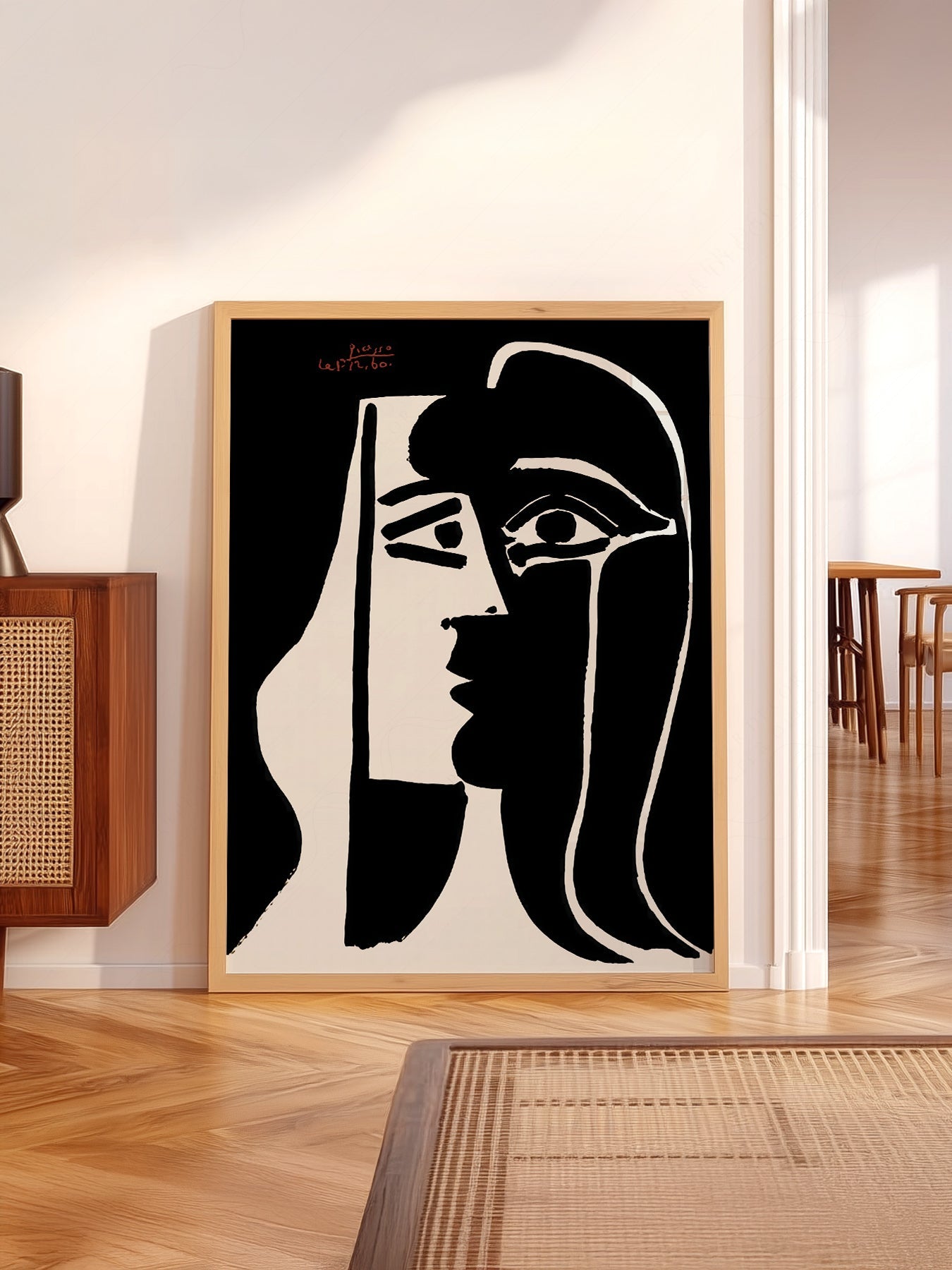Pablo Picasso Two Faces Art Print – Black White Modern Wall Decor