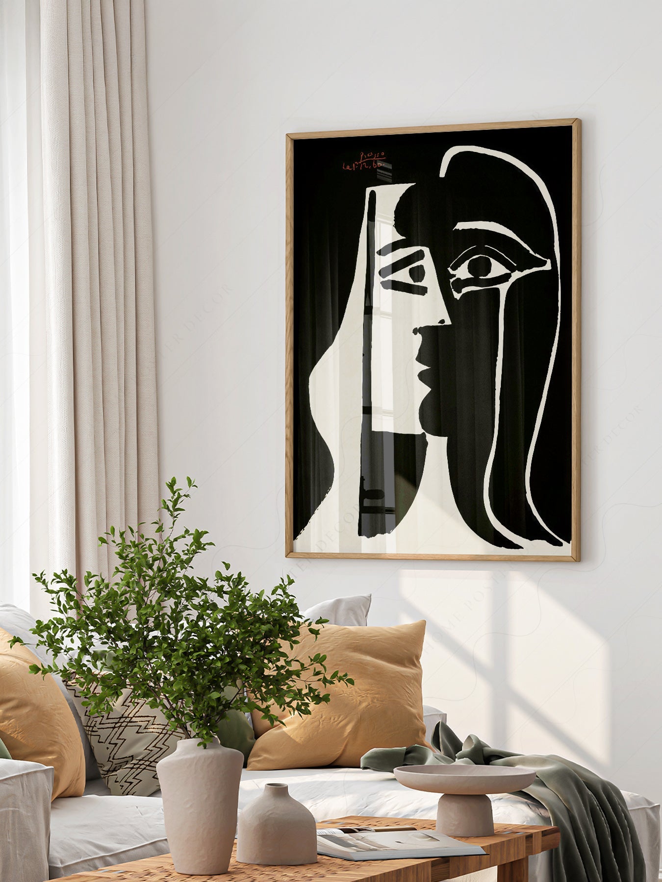 Pablo Picasso Two Faces Art Print – Black White Modern Wall Decor