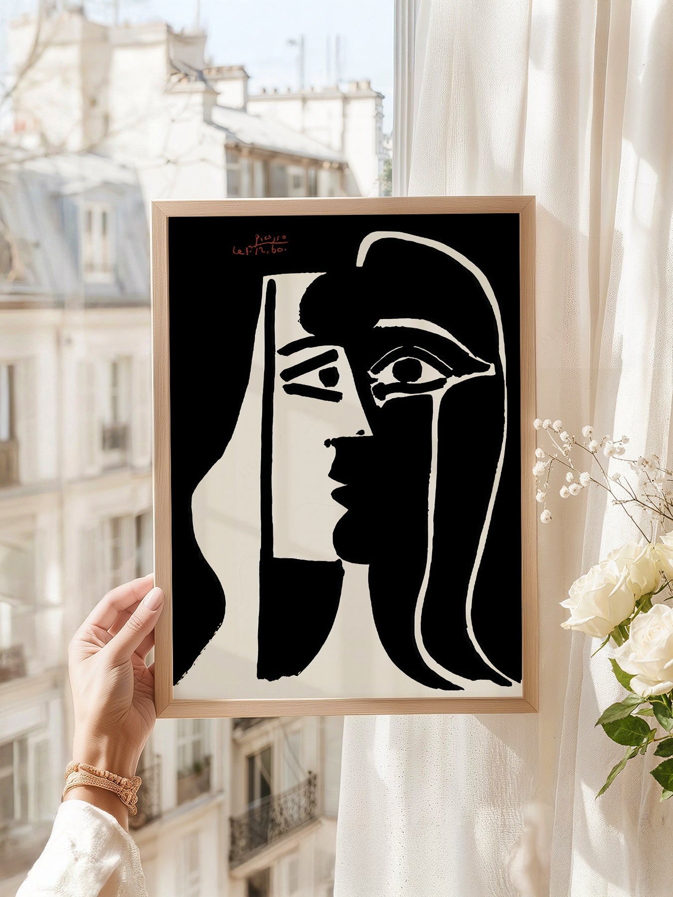 Pablo Picasso Two Faces Art Print – Black White Modern Wall Decor