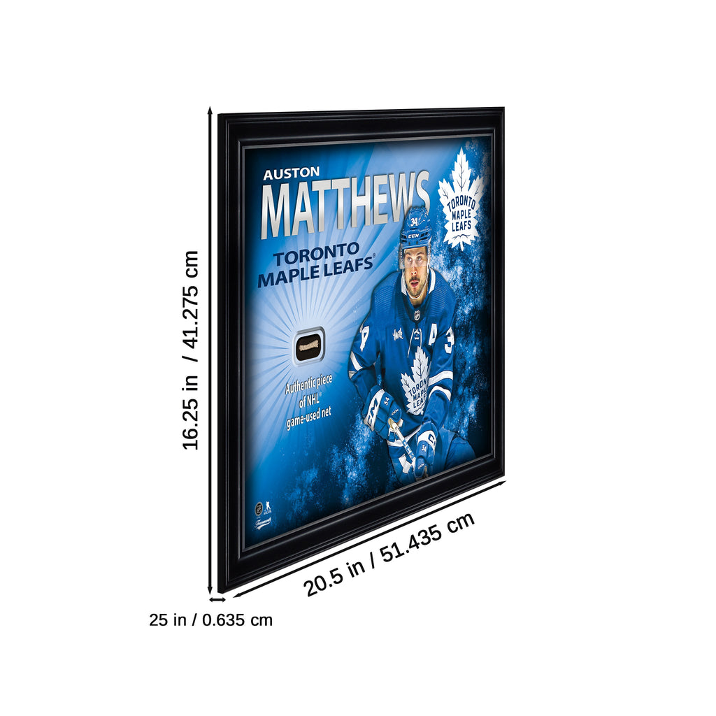 Auston Matthews Toronto Maple Leafs 16x20 PhotoGlass Display with Authentic Game-Used Net Piece