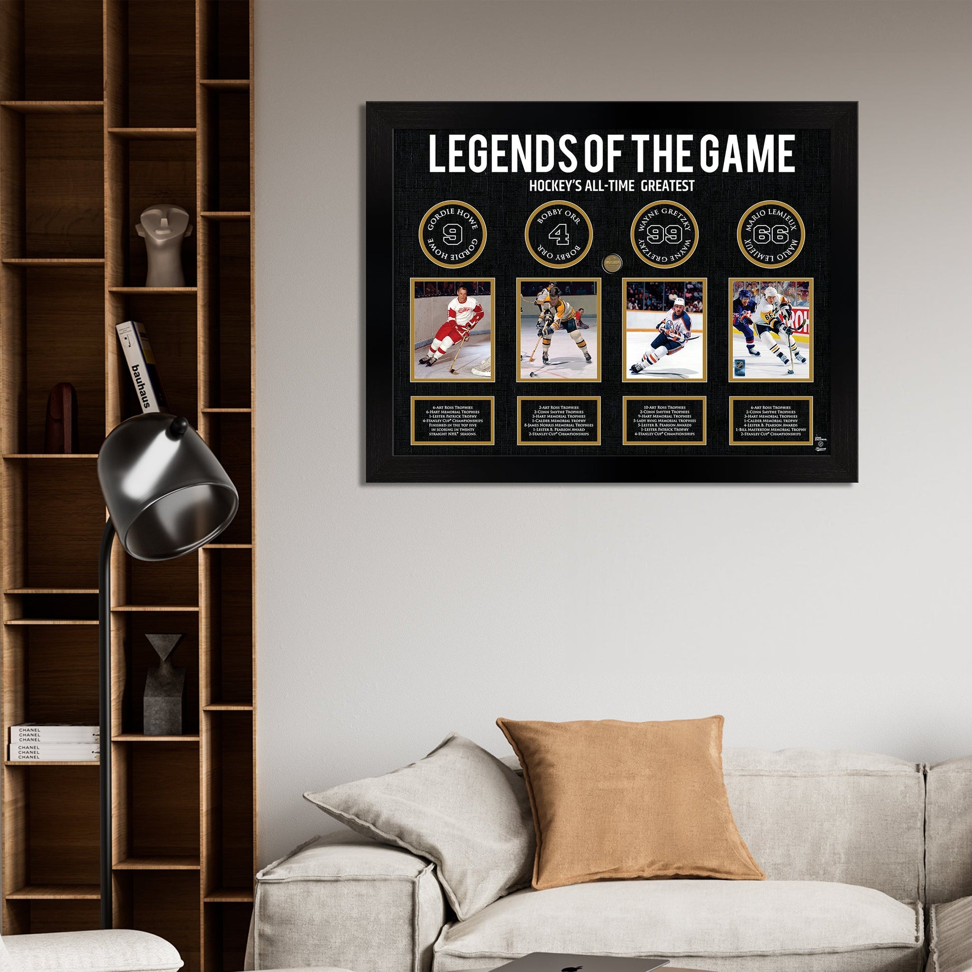 Legends of Hockey: Howe, Orr, Gretzky, Lemieux - Framed Collage