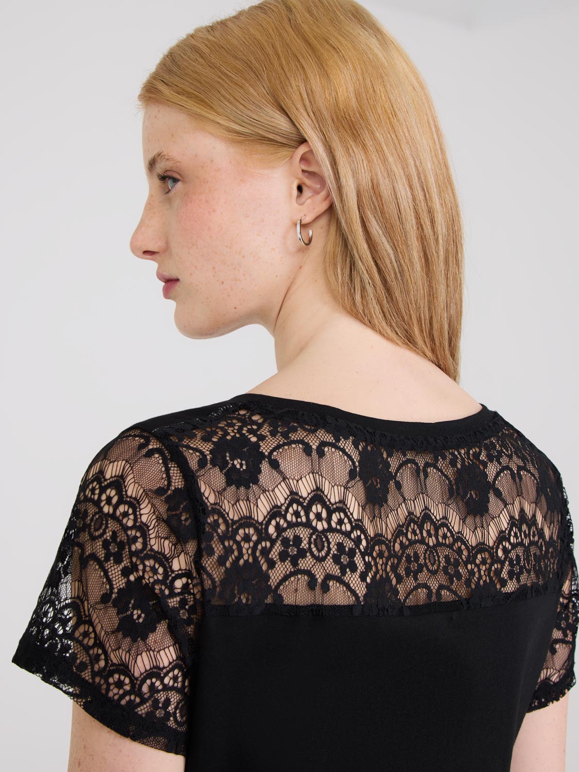 T-shirt à manches courtes en dentelle