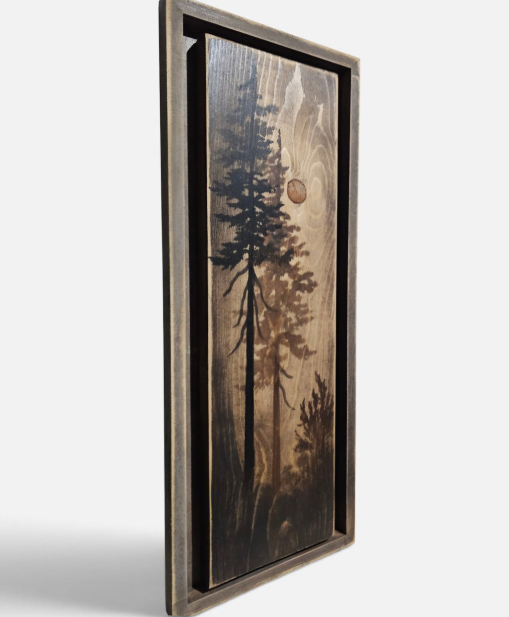 Hand painted and framed wall art decor on wood (19.5" by 7.75")