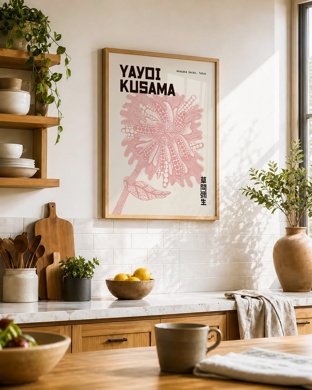 Yayoi Kusama Pink Flower Art Print – Contemporary Japanese Wall Art
