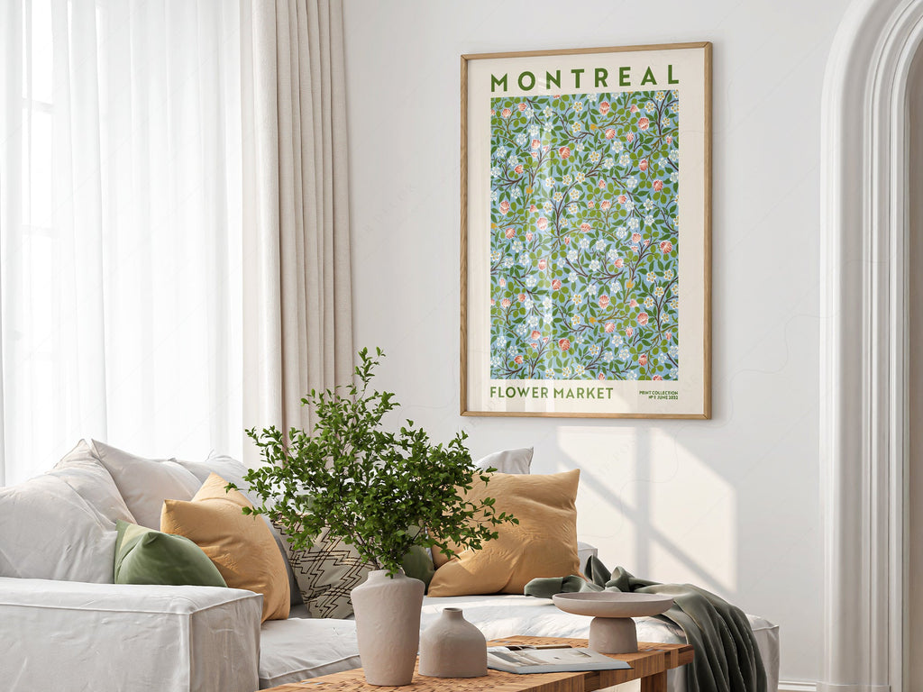 Montreal Flower Market Print – Botanical Wall Art Floral Poster