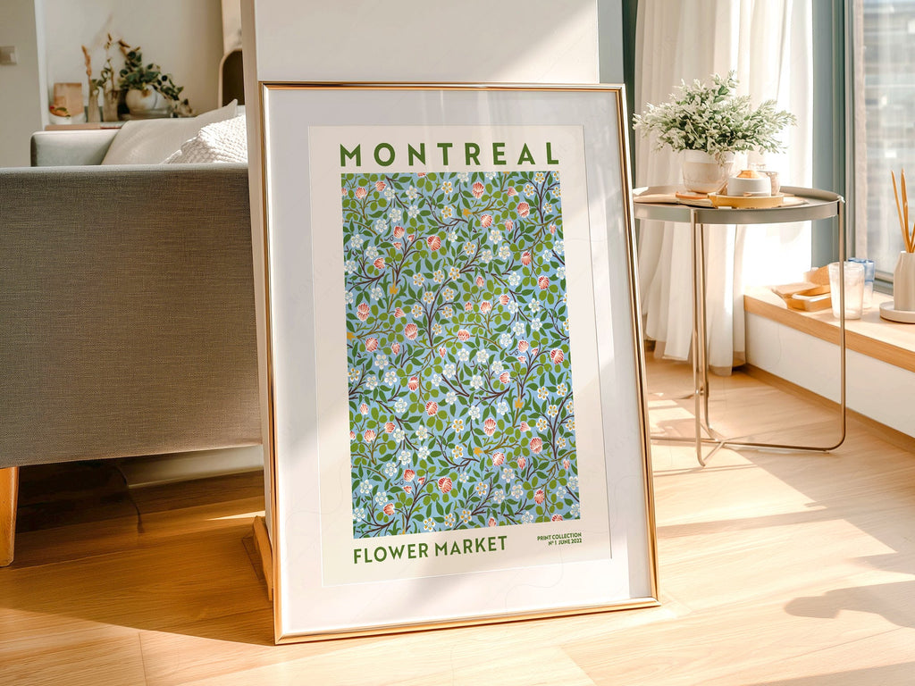 Montreal Flower Market Print – Botanical Wall Art Floral Poster