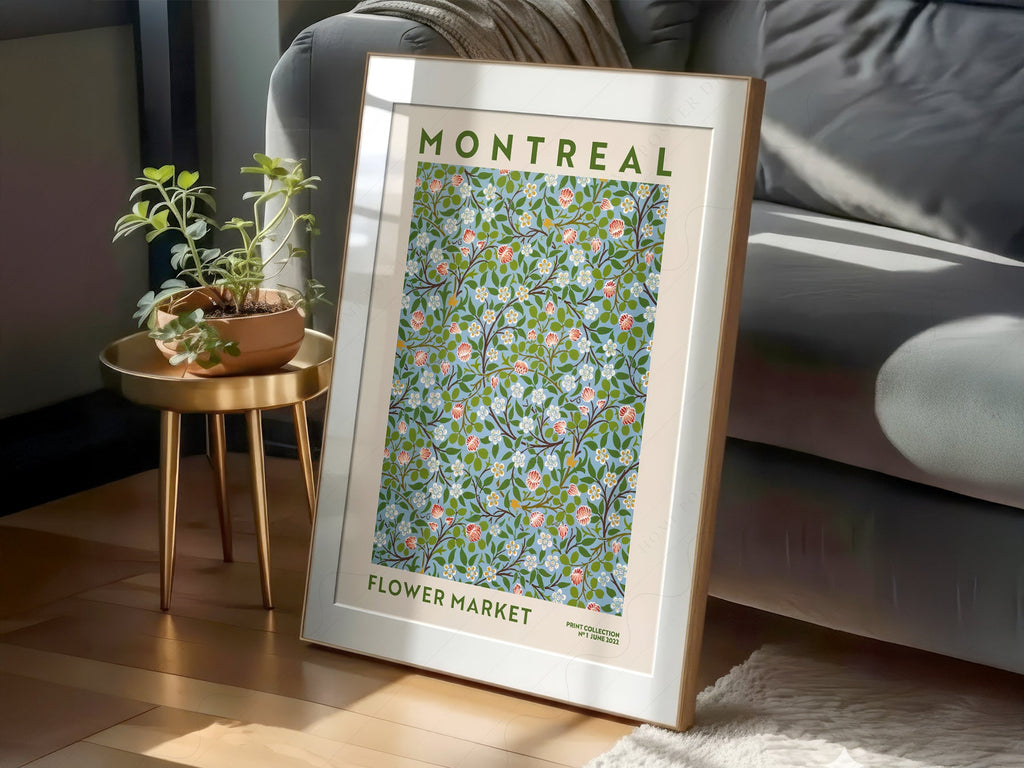 Montreal Flower Market Print – Botanical Wall Art Floral Poster