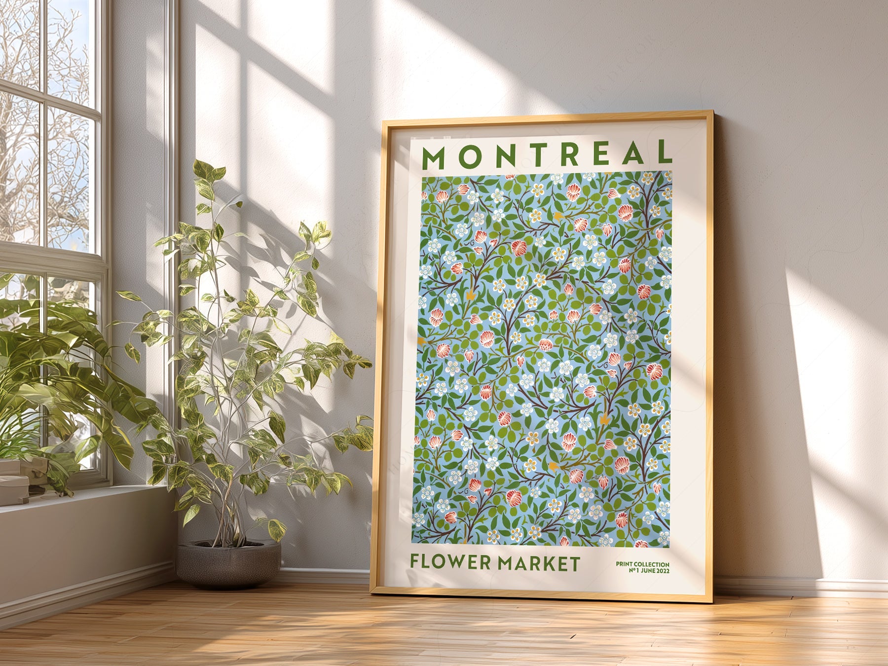 Montreal Flower Market Print – Botanical Wall Art Floral Poster