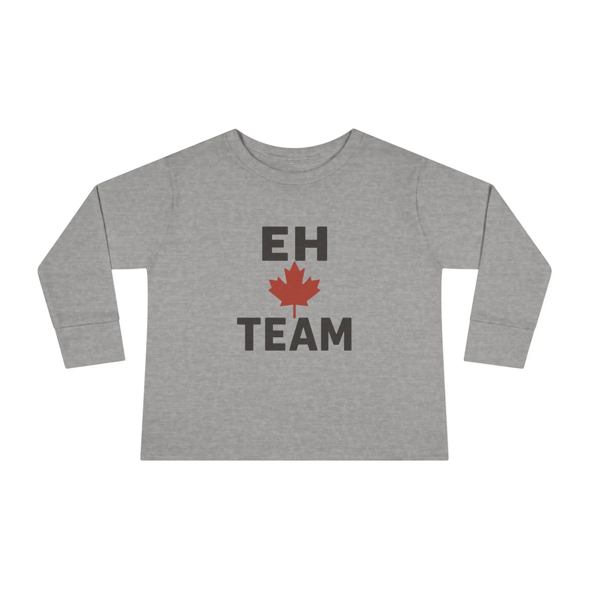T-shirt à manches longues pour tout-petit Maple Stick « Eh Team » – Fierté de la feuille d'érable